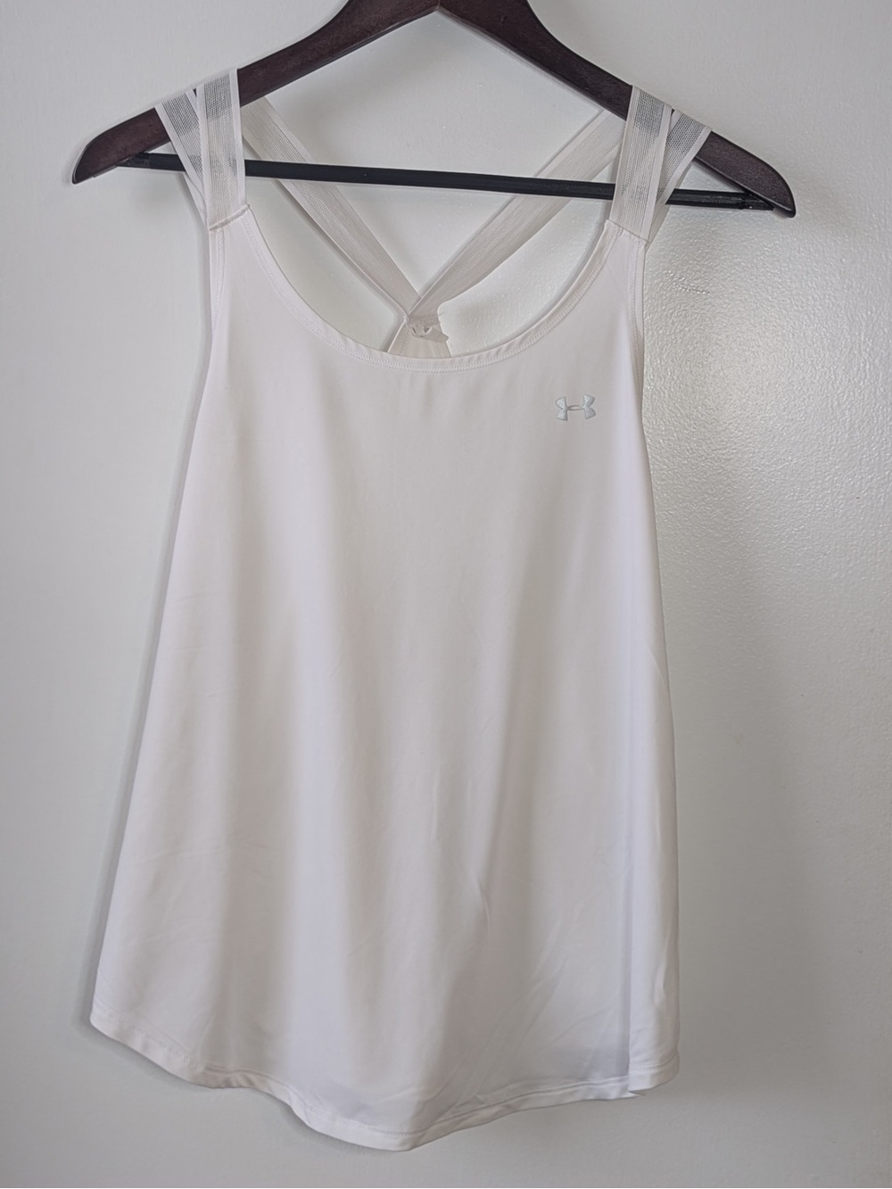 Under Armour White Racerback Mesh-Strap Tank Top